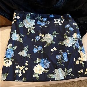 Navy flowered Ann Taylor skirt.